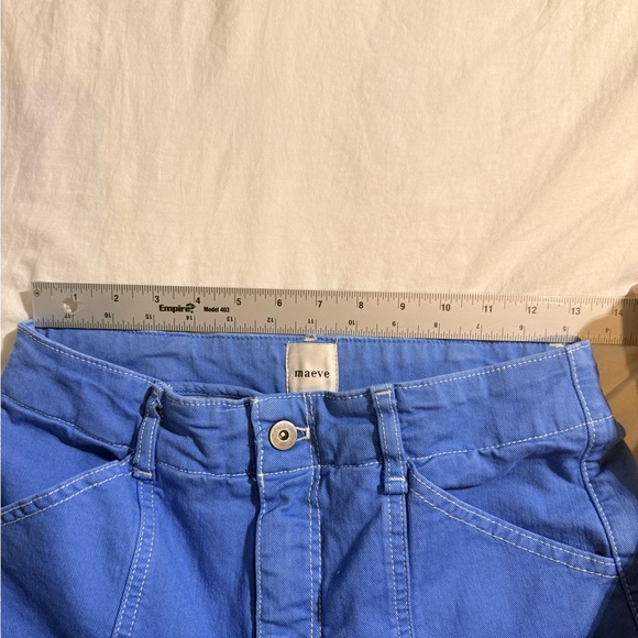 Anthropologie Maeve The Delaney Clean Seamed High Rise Wide Leg Crop Pants Blue - Picture 9 of 13